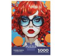 Rompecabezas para Adultos De 1000 Piezas Retro Girl with Glasses Portrait Rompecabezas para Adultos Juegos De Relajación Desafío Difícil Juego Desafiante Regalos 52x38cm/1000pcs