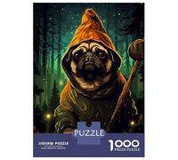 Rompecabezas para Adultos De 1000 Piezas Retro Pixel Art Pug Wizard Rompecabezas Práctico. Juego De Patrones De Montaje 52x38cm/1000pcs