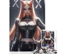 Rompecabezas para Adultos de 1000 Piezas Revestido de Cuero Kunoichi Juguetes antiestrés Obra de Arte Regalo Juegos Divertidos con Piezas Totalmente entrelazadas de Formas aleatorias tamaño 50x75cm
