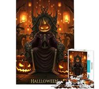Rompecabezas para Adultos de 1000 Piezas Rey Calabaza de Halloween en el Trono Rompecabezas de 1000 Piezas para decoración de Pared Un desafío difícil y único Juego (38x52cm)
