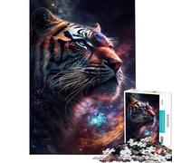 Rompecabezas para Adultos de 1000 Piezas Rey Cósmico Tigre Espacial Un desafío Educativo para la diversión Familiar Juegos Divertidos para Mayores de 14 años 50x75cm