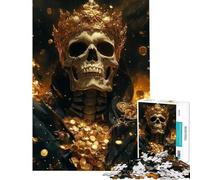 Rompecabezas para Adultos de 1000 Piezas Rey Esqueleto de Oro Juego práctico para Adultos Decoración Perfecta cumpleaños y Navidad (tamaño 50x75cm)