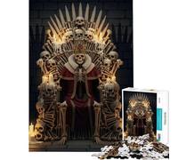 Rompecabezas para Adultos de 1000 Piezas Rey Esqueleto en Trono de Huesos Juguetes educativos Juegos de ingenio Juegos para Pasar el rato en casa Regalo de cumpleaños (tamaño 75x50cm)