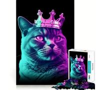 Rompecabezas para Adultos de 1000 Piezas Rey Gato,Piezas de Ajuste preciso,Juego de lógica,diversión acogedora,Regalo de cumpleaños (38x52cm)