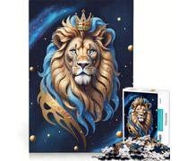 Rompecabezas para Adultos de 1000 Piezas Rey León con Corona en Galaxia Nocturna, Juguetes para armar, Interesante Reducción del Estrés, con Póster y Hoja de Preguntas y Respuestas a Juego 38x52cm