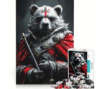Rompecabezas para Adultos de 1000 Piezas Rey Oso Rojo Juguetes para armar Ideal para Reducir el estrés Incluye póster y Hoja de Preguntas a Juego 38x26cm