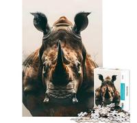 Rompecabezas para Adultos de 1000 Piezas Rhino Guardian Difícil y desafiante Juguete difícil Decoración de Pared para Mayores de 14 años (38x26cm)