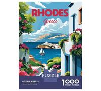 Rompecabezas para Adultos De 1000 Piezas Rhodes Greece Travel Rompecabezas para Adultos Juegos Divertidos para La Diversión Familiar Juego Desafiante Regalos 52x38cm/1000pcs