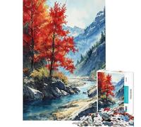 Rompecabezas para Adultos de 1000 Piezas Río Carmesí Armonía - Juguete para Adultos - Decoración de Pared - Regalos para Mujeres cumpleaños y Navidad (Tamaño 50x75cm)