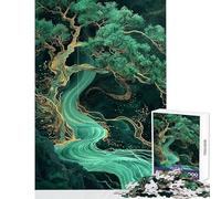 Rompecabezas para Adultos de 1000 Piezas Río Esmeralda y Árbol Dorado Juego Imposible Desafío difícil Juguete Educativo Que fomenta el Amor Entre Parejas (50x75cm)