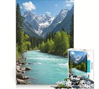 Rompecabezas para Adultos de 1000 Piezas Río Turquesa Que Fluye a través de un Paisaje montañoso Juego de ingenio Actividades Divertidas para Hacer en casa Lista de Deseos con Papá Noel 38x52cm