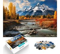 Rompecabezas para Adultos de 1000 Piezas Río y montañas de otoño Juegos Divertidos para la Familia Gran Regalo para Juegos 38x26cm