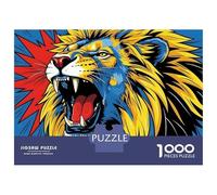 Rompecabezas para Adultos De 1000 Piezas Roaring Lion Pop Art Illustration Rompecabezas para Adolescentes Juego Práctico Desafío Difícil Juego Desafiante Regalos 70x50cm/1000pcs
