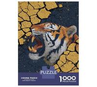 Rompecabezas para Adultos De 1000 Piezas Roaring Tiger Emerging from Cracked Surface Rompecabezas para Adultos Juegos Relajantes Alivia El Estrés Ayuda A Ejercitar El Cerebro 38x26cm/1000pcs