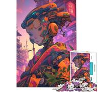 Rompecabezas para Adultos de 1000 Piezas Robot Geisha Cyberpunk Juguetes adictivos para Cultivar la Paciencia Juegos Divertidos Aprendizaje Regalo Educativo de cumpleaños (tamaño 38x26cm)
