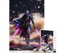 Rompecabezas para Adultos de 1000 Piezas Robot samurái ciberpunk con Espadas de neón Juguetes antiestrés Grandes Regalos y Juguetes Juegos educativos interacción Entre Padres e Hijos Tamaño 38x52cm