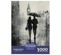 Rompecabezas Para Adultos De 1000 Piezas Romantic Rainy Walk in London - Charcoal Style Rompecabezas Para Adultos Juego De Ingenio Para La Diversión Familiar Actividades Divertidas En Casa, 38x26cm/10