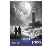 Rompecabezas Para Adultos De 1000 Piezas Romantic Stormy Shore with Lighthouse - Charcoal Art Rompecabezas Para Adultos Juguetes Antiestrés Decoración Del Hogar Juego Desafiante Regalos 38x26cm/1000pc