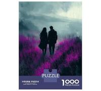 Rompecabezas para Adultos De 1000 Piezas Romantic Walk Through Lavender Purple Fields in Charcoal Style Rompecabezas para Adultos Juego De Ingenio para La Diversión Familiar Actividades Divertidas En