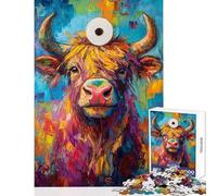 Rompecabezas para Adultos de 1000 Piezas Rompecabezas artístico de Toro Vibrante para Adultos Juego práctico desafío difícil (tamaño 50x75cm)