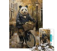Rompecabezas para Adultos de 1000 Piezas Rompecabezas de Bicicleta Panda Amsterdam para Adultos Juego práctico para la diversión Familiar cumpleaños y Navidad (tamaño 50x75cm)