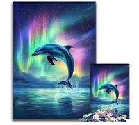 Rompecabezas para Adultos de 1000 Piezas, Rompecabezas de cartón Aurora Dolphin, Juguetes educativos de Aprendizaje, Toda la Familia para Mayores de 14 años, 26x38cm