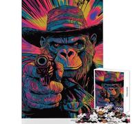 Rompecabezas para Adultos de 1000 Piezas Rompecabezas de chimpancé Pistolero para Adultos Juego práctico para divertirse en Familia Regalos para Amigos y Familiares (tamaño 50x75cm)