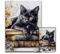 Rompecabezas para Adultos de 1000 Piezas,Rompecabezas de Gato sobre Libro,Rompecabezas de cartón,Juguetes educativos de Aprendizaje, Toda la Familia para Mayores de 14 años