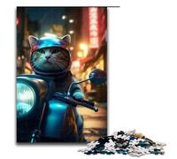 Rompecabezas para Adultos de 1000 Piezas, Rompecabezas de Madera con diseño de Gato de Carreras de Noches de neón, Juego Educativo, Juguete de desafío, 1000 Piezas