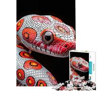 Rompecabezas para Adultos de 1000 Piezas Rompecabezas de Serpiente roja y Blanca para Adultos Juguetes antiestrés Que mejoran la Memoria Ideal para cumpleaños y Navidad (tamaño 38x52cm)