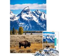Rompecabezas para Adultos de 1000 Piezas Rompecabezas del Bisonte Solitario de 1000 Piezas Juguetes antiestrés decoración artística para el hogar Juego Educativo Familiar (38x26cm)