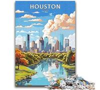 Rompecabezas para Adultos de 1000 Piezas, Rompecabezas difíciles de Viaje a Houston, Texas, Toda la Familia Apto para niños de 14 años (50x75cm)