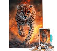 Rompecabezas para Adultos de 1000 Piezas Rompecabezas Furia Felina Ardiente para Adultos Juguetes antiestrés Difícil Regalo de cumpleaños (Tamaño 50x75cm)