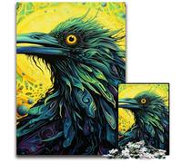Rompecabezas para Adultos de 1000 Piezas, Rompecabezas imposibles de Cuervo Verde, Ideal para diversión Familiar, relajación y Regalos navideños, 50x75cm/19,68x29,52 Pulgadas