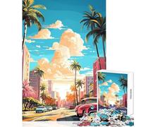 Rompecabezas para Adultos de 1000 Piezas Rompecabezas Miami Pintura al óleo Juguetes de Bricolaje Obra de Arte Regalo para Juego Educativo Mejora el Amor Entre Parejas tamaño 38x26cm