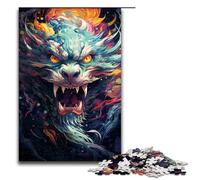 Rompecabezas para Adultos de 1000 Piezas Rompecabezas psicodélico Colorido del Dios Dragón Juego Familiar antiestrés desafío difícil 75 x 50 cm