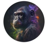 Rompecabezas para Adultos de 1000 Piezas, Rompecabezas Redondo de Nebulosa de chimpancé, 1000 Piezas, Noche de Juegos Familiares, decoración del hogar y Regalo de Entrenamiento Mental, 67,5 x 67,5 cm