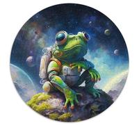 Rompecabezas para Adultos de 1000 Piezas, Rompecabezas Redondo de Rana Astronauta, Rompecabezas de 1000 Piezas, desafiante Rompecabezas de Bricolaje para Adolescentes, 67,5 x 67,5 cm