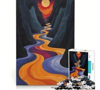 Rompecabezas para Adultos de 1000 Piezas Ronda del río a la luz de la Luna Juegos relajantes interacción Entre Padres e Hijos Regalo de cumpleaños Regalos de Viaje 38x26cm