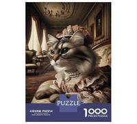 Rompecabezas para Adultos De 1000 Piezas Royal Cat in Victorian Attire Rompecabezas para Adultos Juego Práctico Decoración De Pared para Cumpleaños, Navidad 70x50cm/1000pcs