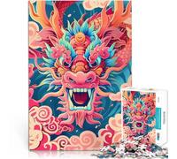 Rompecabezas para Adultos de 1000 Piezas Rugido de dragón Vibrante Juguete de desafío de Juego Educativo Decoración 52x38cm