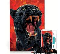 Rompecabezas para Adultos de 1000 Piezas Rugido de la Pantera Negra,diseño de Encaje, Ideal para Jugar a concentrarse,Relajarse o como Regalo de cumpleaños 50x75cm