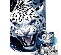 Rompecabezas para Adultos de 1000 Piezas Rugido de Leopardo de Las Nieves Rompecabezas para Adultos Juego Familiar Una Obra de Arte Un Gran Regalo para los Amantes de los Juegos (tamaño 50x75cm)