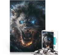 Rompecabezas para Adultos de 1000 Piezas Rugido del león ardiente~ Hecho de Papel，Apto para Personas Mayores de 14 años. Rompecabezas para Gran tamaño：26x38cm/10.24x14.96pulgada