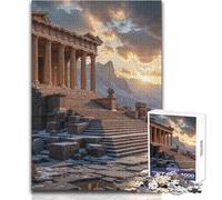 Rompecabezas para Adultos de 1000 Piezas, ruinas de templos Antiguos al Atardecer, Juego Educativo Divertido y Divertido, Juguetes antiestrés, tamaño 38x26cm