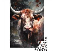 Rompecabezas para Adultos De 1000 Piezas Rustic Bull Portrait Rompecabezas para Adultos Juegos Familiares Regalos para Mujeres Cumpleaños Y Navidad 70x50cm/1000pcs