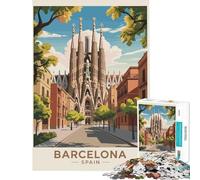 Rompecabezas para Adultos de 1000 Piezas Sagrada Familia Paisaje Urbano de Barcelona España Difícil y desafiante Juegos educativos y relajantes para Mayores de 14 años (50x75cm)