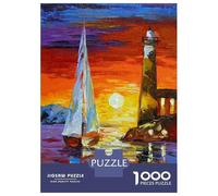 Rompecabezas para Adultos De 1000 Piezas Sailboat and Lighthouse Rompecabezas para Adultos Juego De Ingenio Desafío Difícil Gran Regalo para Los Amantes De Los Juegos 70x50cm/1000pcs