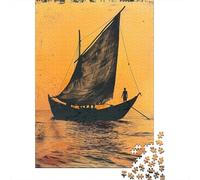 Rompecabezas para Adultos De 1000 Piezas Sailboat Sunset Silhouette Rompecabezas para Adultos Juego De Ingenio Decoración del Hogar Cumpleaños 52x38cm/1000pcs