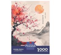 Rompecabezas para Adultos De 1000 Piezas Sakura Lake Red Boat Rompecabezas para Adultos Juegos Relajantes Decoración De Pared Cumpleaños Y Navidad 52x38cm/1000pcs